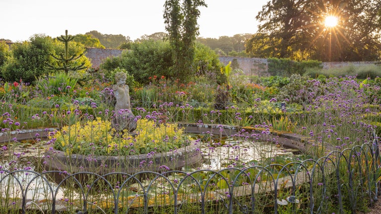 Sunset over the Lily Pond in the Walled Garden at Felbrigg, Norfolk